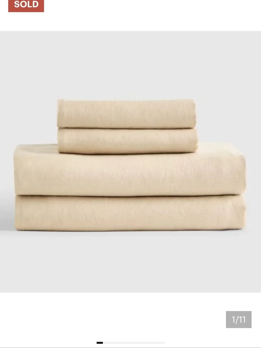 Gently Used QUINCE European Linen Sheet Set King Oat 1 Pillowcase 1 Flat Sheet